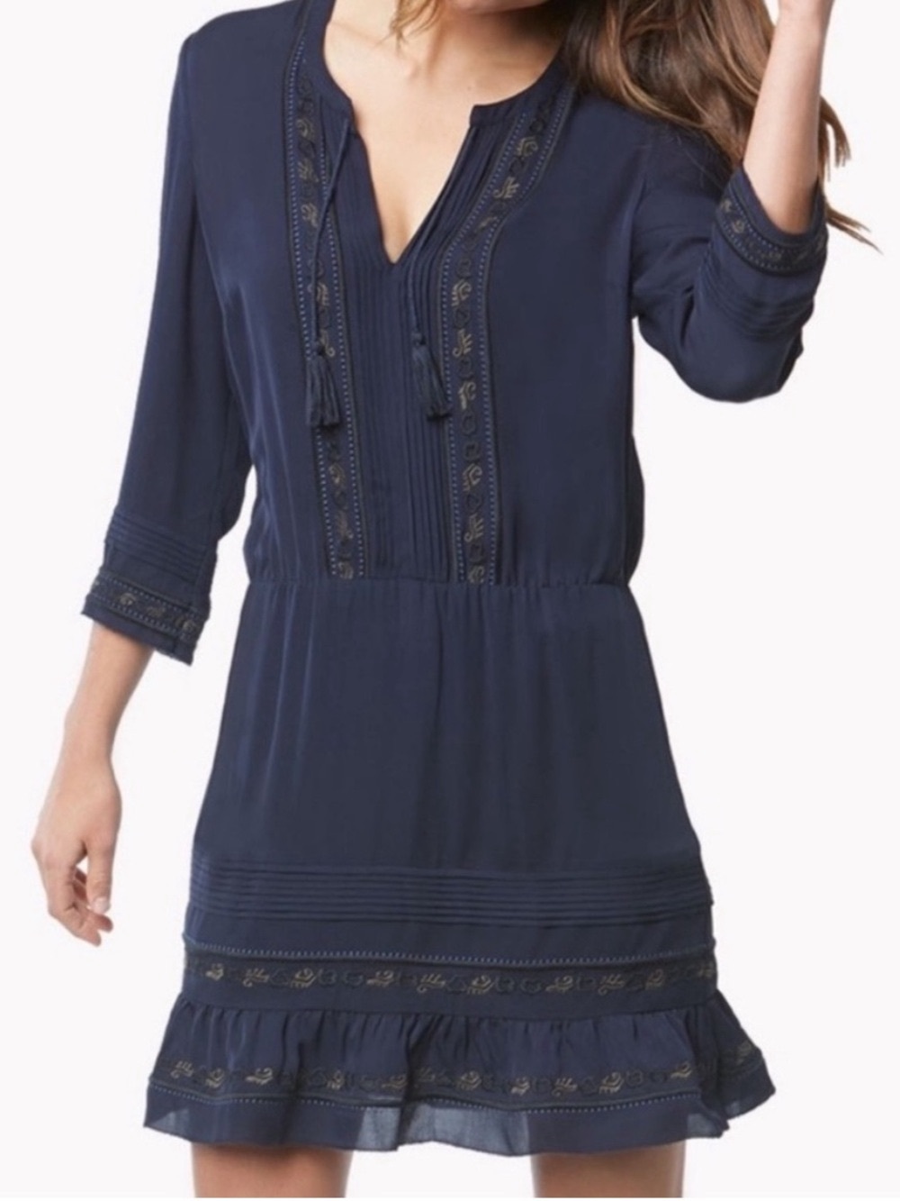 Veronica Beard Katia Embroidered Silk Mini Dress, Size 8